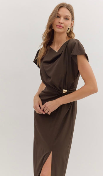 Claire Midi Dress - Chocolate Brown