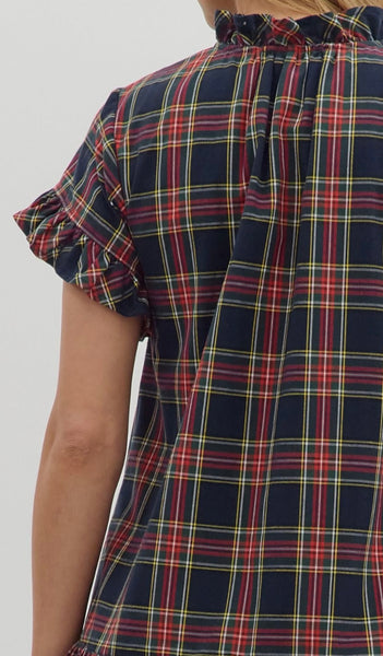 Lillian Plaid Mini Dress - Navy