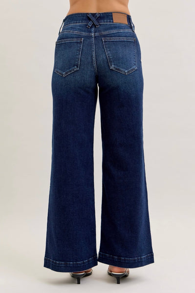 Judy Blue - High Waist Wide Leg Trouser Dark Wash Denim