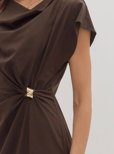 Claire Midi Dress - Chocolate Brown