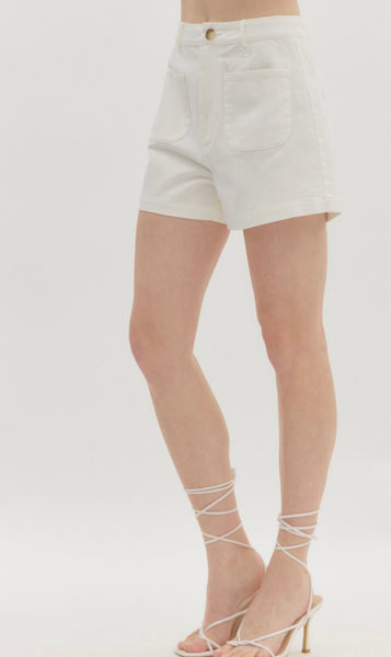 Olivia Patch Pocket Shorts - White