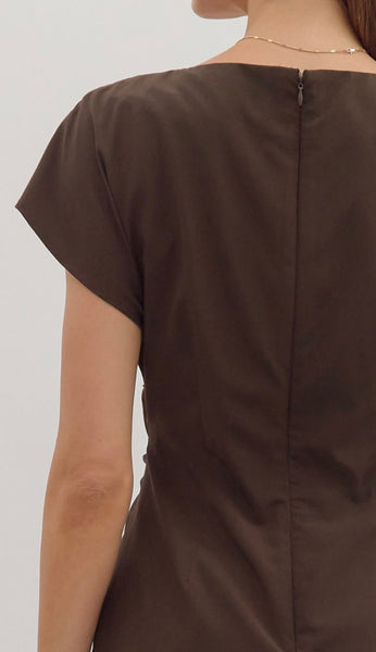 Claire Midi Dress - Chocolate Brown