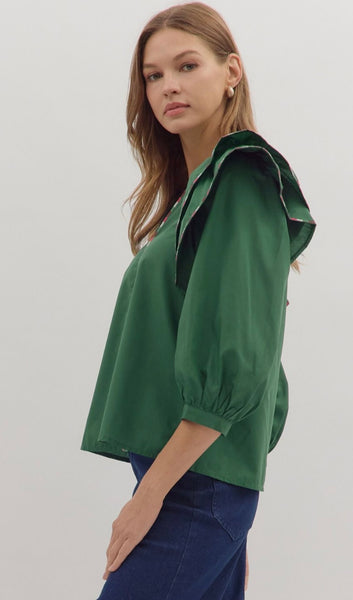 Emery Puff Sleeve Top - Green
