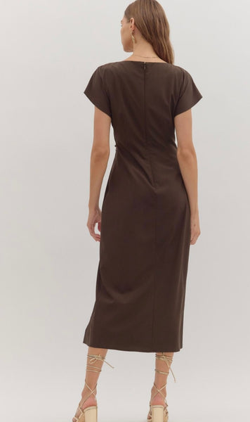 Claire Midi Dress - Chocolate Brown