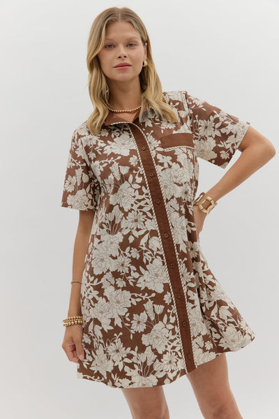 Kinsley Floral Mini Dress - Brown