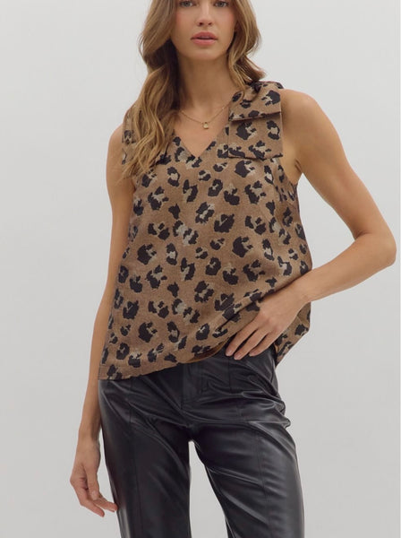 Ayla Bow Strap Top - Brown