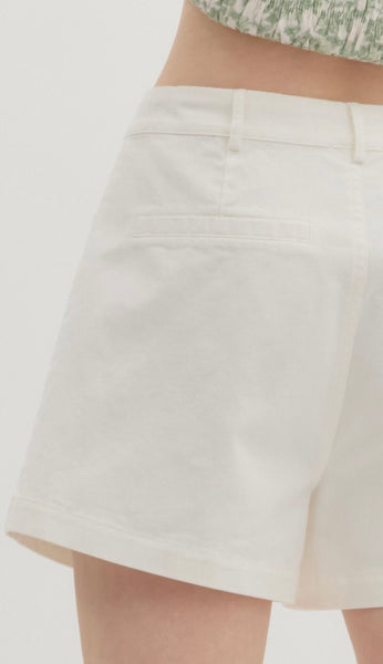 Olivia Patch Pocket Shorts - White