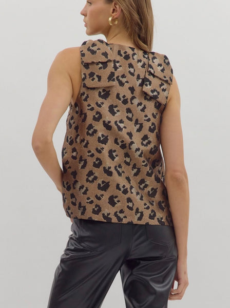 Ayla Bow Strap Top - Brown