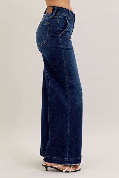 Judy Blue - High Waist Wide Leg Trouser Dark Wash Denim