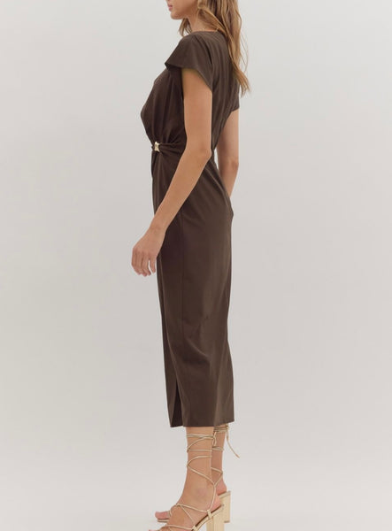 Claire Midi Dress - Chocolate Brown