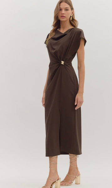 Claire Midi Dress - Chocolate Brown