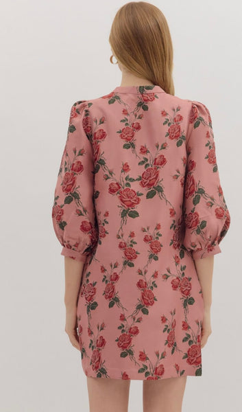 Eden Floral Mini Dress - Dusty Rose