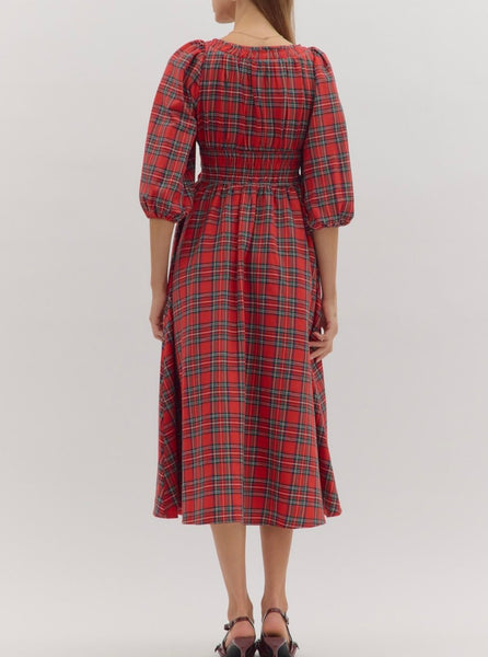 Iris Midi Bow Dress - Red