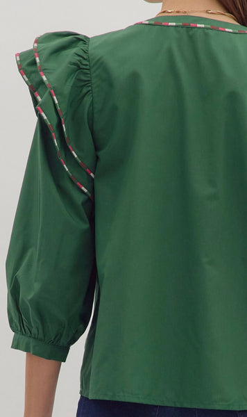 Emery Puff Sleeve Top - Green