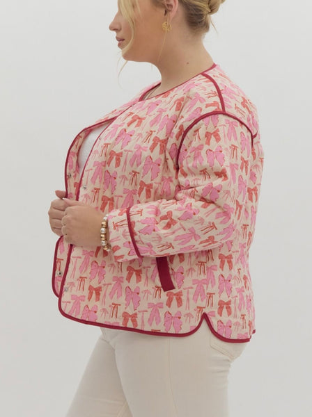 Camille Bow Coquette Jacket - Pink