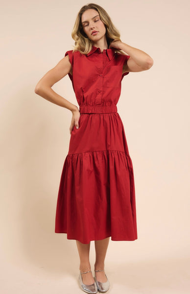 Sadie & Sage - Shades On Midi Skirt Set - Poppy Red