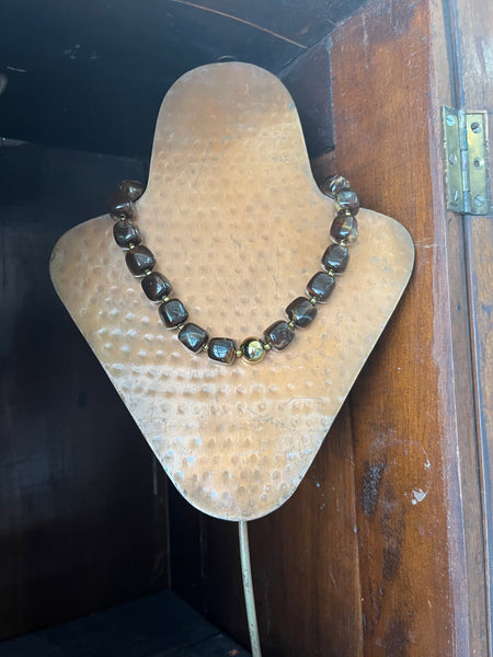 Beryl Square Beaded Necklace - Brown
