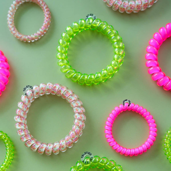 TELETIES - Spiral Hair Coils - Tropical Punch Hair Ties - Large