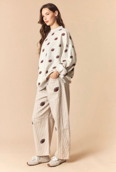 Football Daze Gingham Barrel Jeans