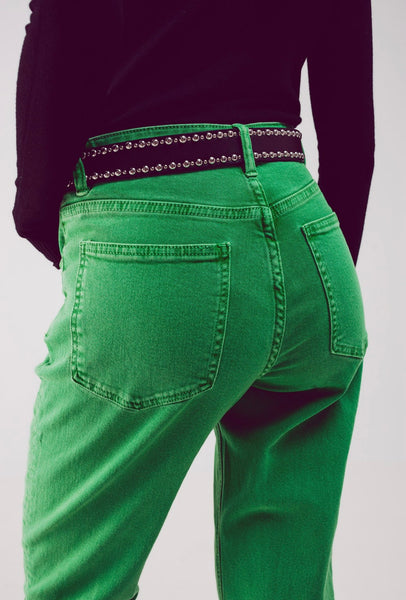Florida Mid Rise Slouchy Jeans - Green