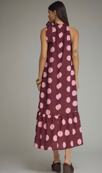 Ryan Midi Polka Dot Dress - Plum