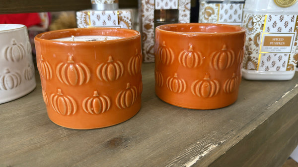 Southern Lights Candles - Ceramic Embossed Pumpkin