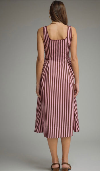 Noah Midi Dress - Pink Brown