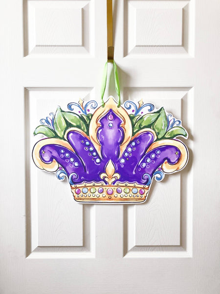 Home Malone - Carnival Queen Crown Mardi Gras Door Hanger - New Orleans