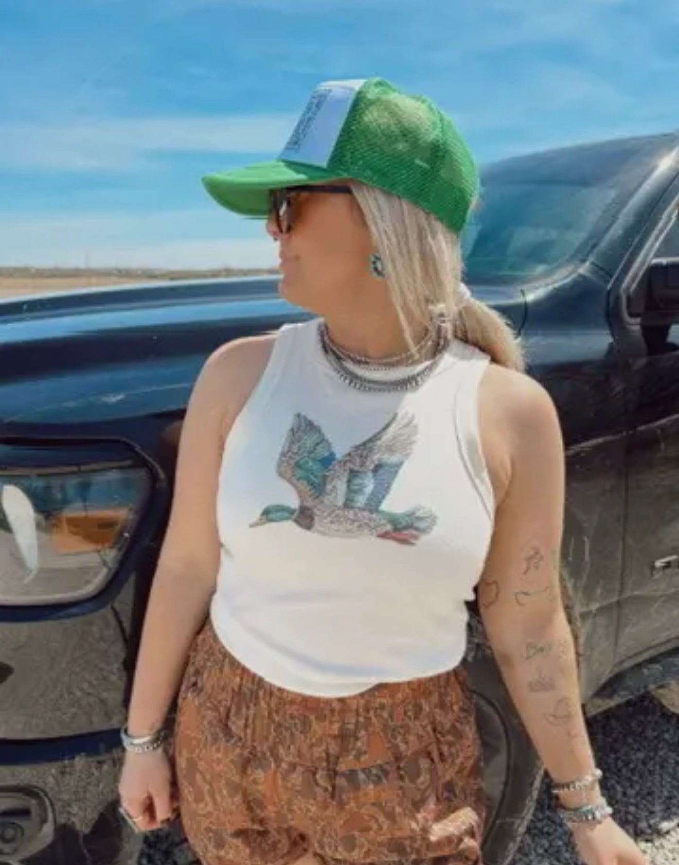 [PREORDER] The Bedazzled Duck Tank Top - Cream