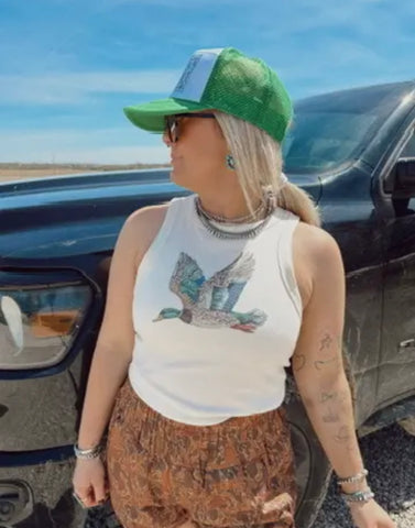 [PREORDER] The Bedazzled Duck Tank Top - Cream