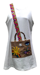 Queen of Sparkles - White Icon Crossbody Purse Tank Dress