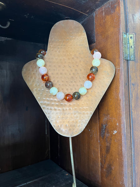 Celestine Beaded Necklace - Brown & Cream Mix