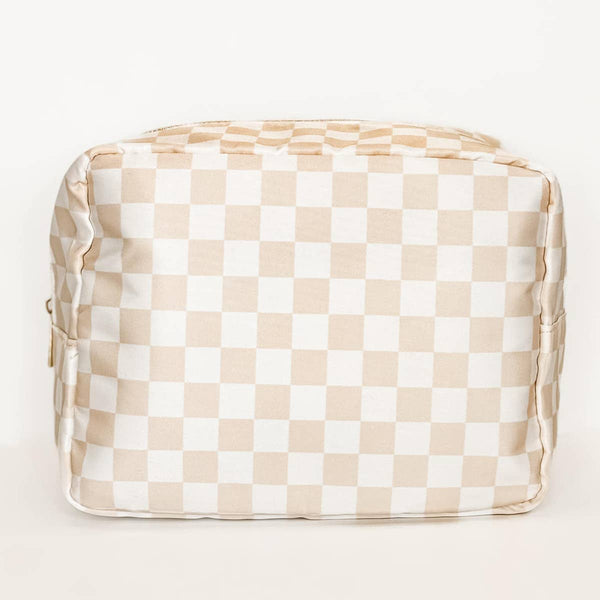 Cream & White Checkered Bag - Medium