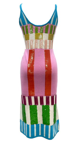Queen of Sparkles - Colorblock Stripe Knit Midi Dress