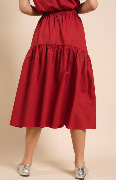 Sadie & Sage - Shades On Midi Skirt Set - Poppy Red