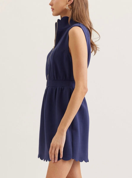 Rosalie Scallop Mini Dress - Navy
