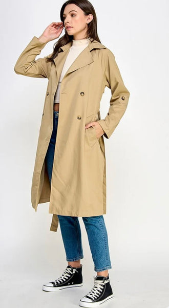 Jefferson Heights Long Trench Coat - Khaki