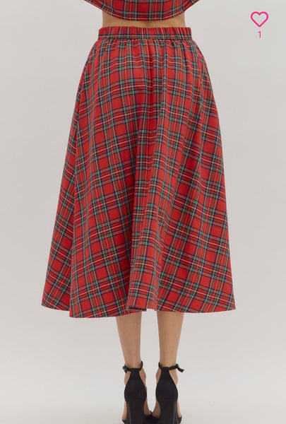 Ruby Midi Skirt Set - Red