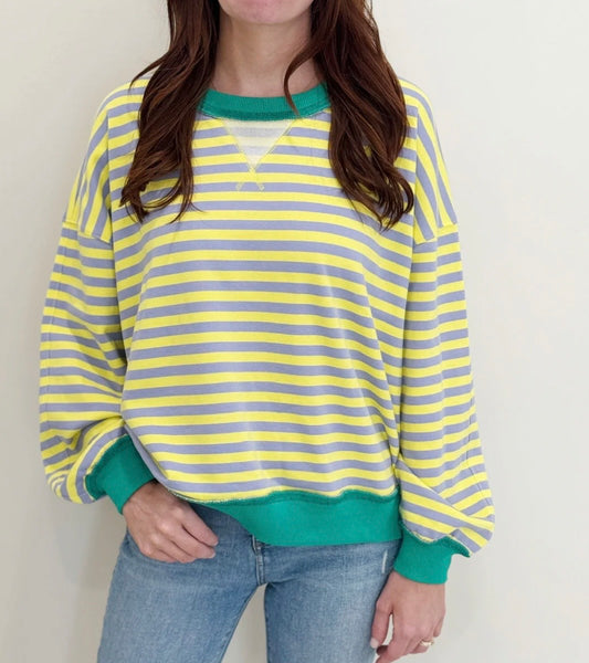 Mardi Gras Pastel Stripe Crewneck Sweatshirt