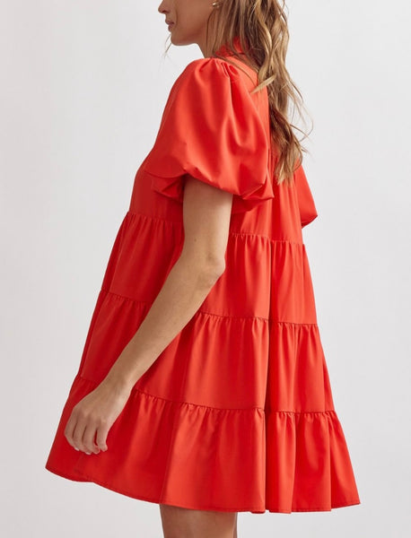 Washington Puff Sleeve Dress - Red