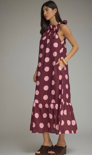 Ryan Midi Polka Dot Dress - Plum