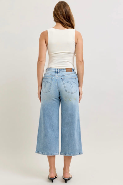 Judy Blue - Natalia Mid Rise Wide Leg Crop Denim