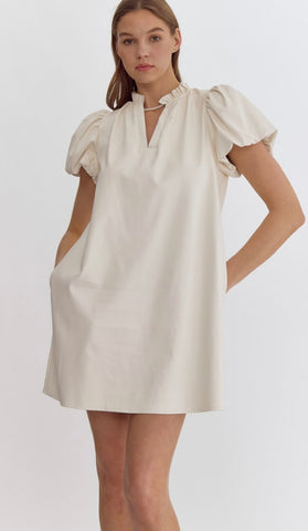 LaSalle Leather Mini Dress - Cream