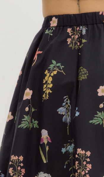 Emily Floral Midi Skirt & Top Set - Black