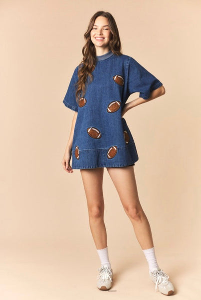 Football Season Denim Miini Dress