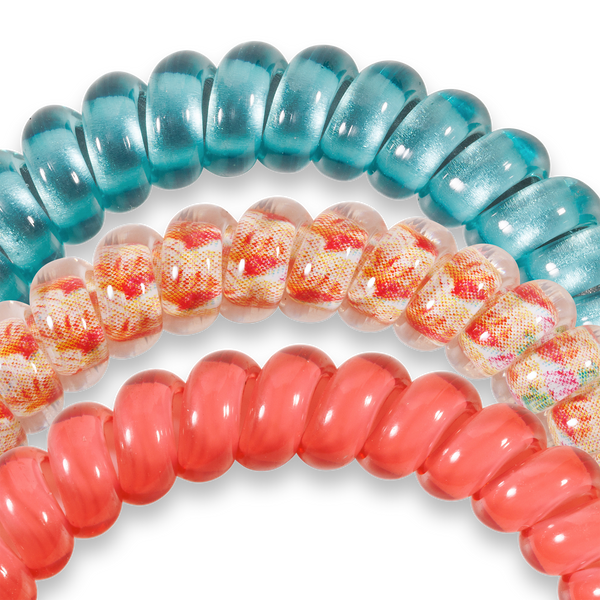 TELETIES - Spiral Hair Coils - Coral Craze Hair Ties - Small