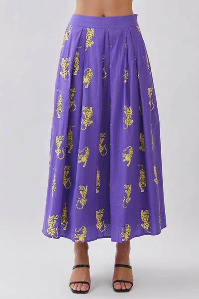Fightin’ Tigers Pleated Midi Skirt - Purple