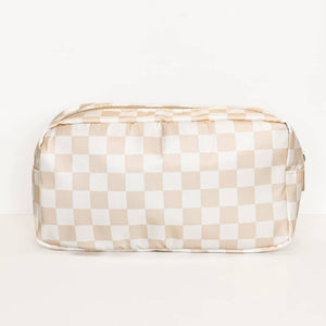 Cream & White Checkered Bag - Medium