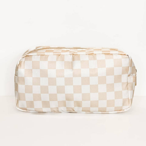 Cream & White Checkered Bag - Medium