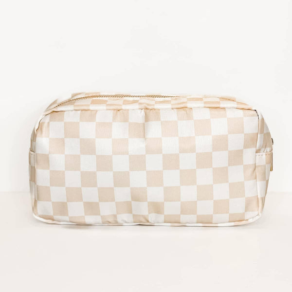 Cream & White Checkered Bag - Small